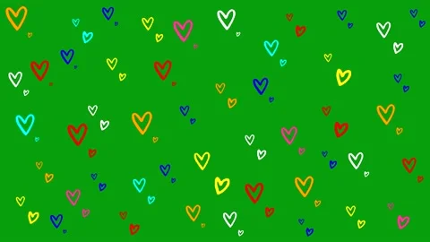 Multi colour heart shapes motion graphics with green screen background Stock Footage 145123237