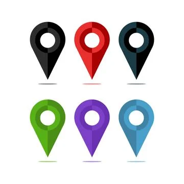 Multi colour Location icon set Stock Illustration