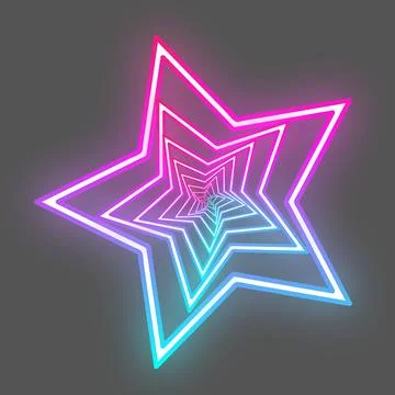 Multi colour neon light star shape illusion design Stock Illustration