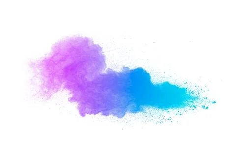 Multi colour powder explosion on white background. Stock Photos