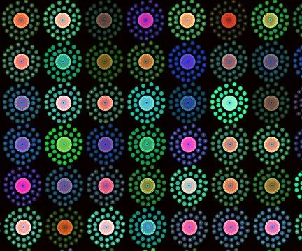 Multi colour seamless dot pattern in black background Stock Illustration