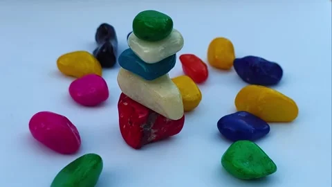 Multi colour Stones pyramid Stock Footage 303781344