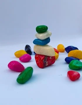 Multi colour Stones pyramid Stock Photos