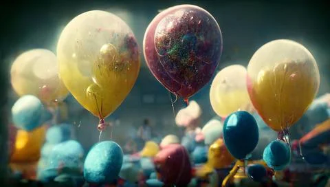 Multi coloured abstract illustration background of colourful balloons in t... Stock Photos