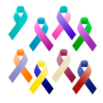 Multi coloured awareness ribbons 스톡 일러스트