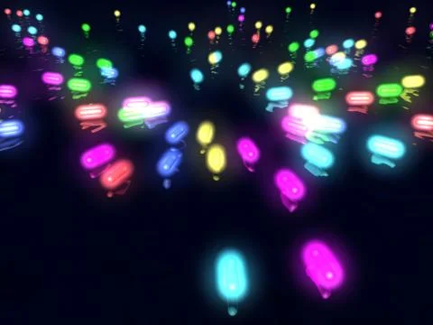 Multi-coloured capsules over water Stock Illustration