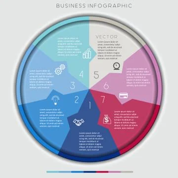 Multi-coloured circle numbered, seven options Stock Illustration