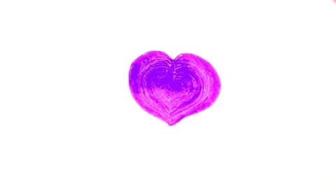 The Multi-coloured heart drawn with a marker on a white background Video stock 125252334