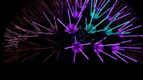 Multi coloured light experience at Vivid in Sydney slow motion dolly 4K Stock Footage 243692753