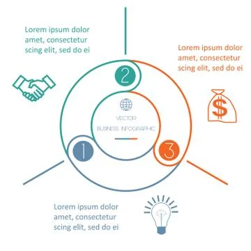 Multi-coloured ring Infographic three positions Stock Illustration