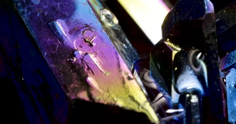 Multi-coloured spectrum rainbow crystals on black background. Abstract Видео 142576071