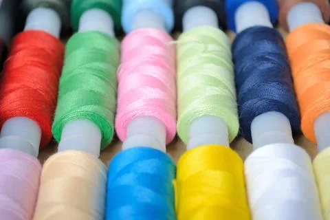 Multi-coloured threads for embroidery Stock Photos