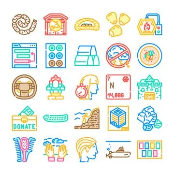Multi concept colorful outline vector icon collection Illustrazione stock