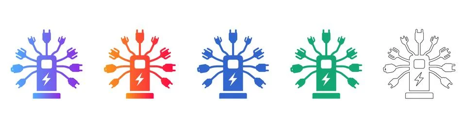 Multi Connector EV Charging Station Illustration Stock Illustration