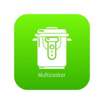 Multi cooker icon green vector Stock Illustration