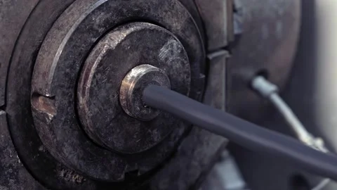 Multi-core cable production in a factory, multi-core cable weaving process Stock Footage 137639989