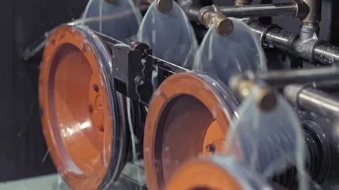 Multi-core cable production in a factory, multi-core cable weaving process Stock Footage 138046891