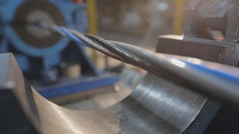 Multi-core cable weaving process, cable production in a modern factory. Multi Stock Footage 129895652