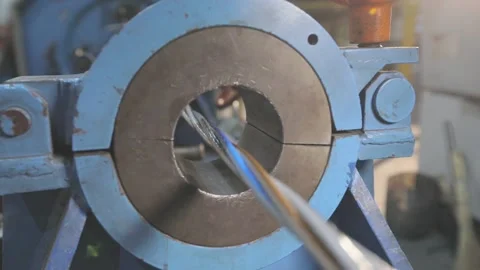 Multi-core cable weaving process, cable production in a modern factory. Multi Stock Footage 131603726