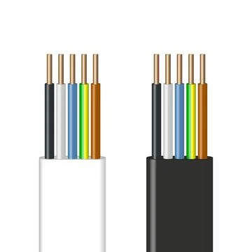 Multi core electrical cable cross section, vector illustration. Stock Illustration