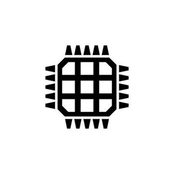 Multi Core Processor, Microchip CPU Flat Vector Icon 스톡 일러스트