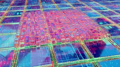 Multi core of the quantum processor integrated on the circuit motherboard Stock Footage 237813649