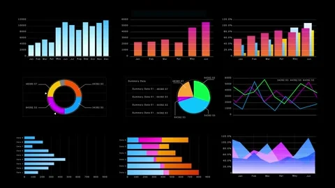 Multi Data Charts Dashboard Business Analytics Animation Vidéo 335333640