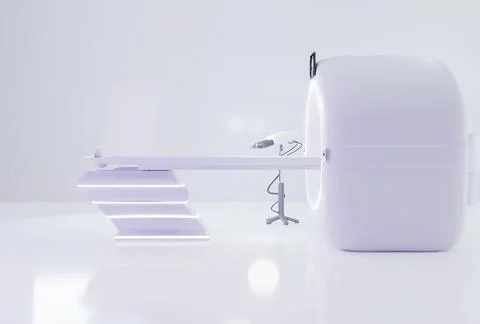 Multi detector CT Scanner or Computed Tomography in CT-SCAN Room with Injecto Stock Illustration