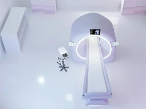 Multi detector CT Scanner or Computed Tomography in CT-SCAN Room with Injecto Stock Illustration