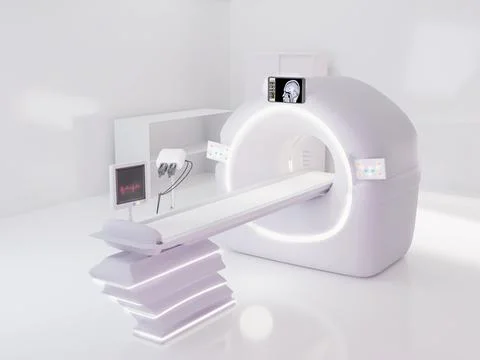Multi detector CT Scanner or Computed Tomography in CT-SCAN Room with Injecto Stock Illustration