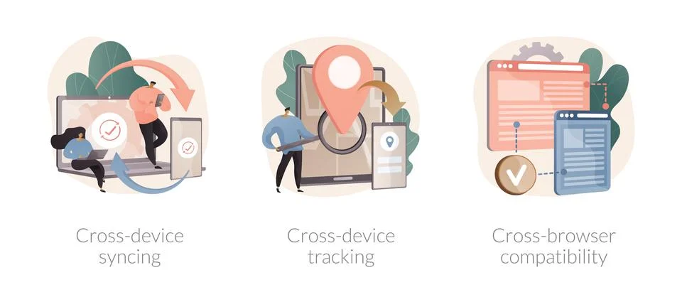 Multi-device compatibility abstract concept vector illustrations. Stock Illustration