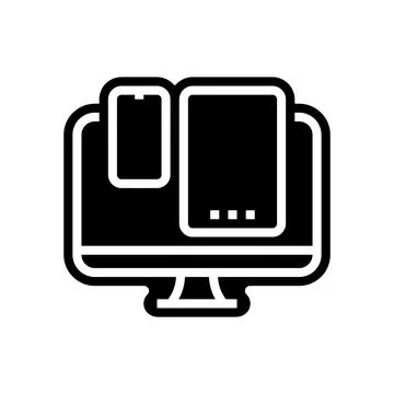 Multi device compatibility glyph icon vector illustration Stock Illustration