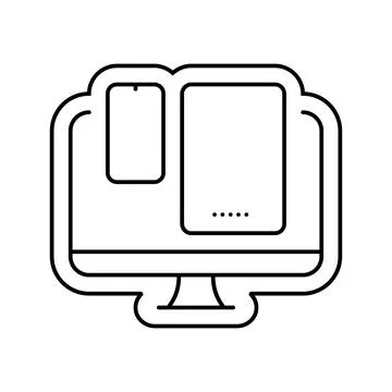 Multi device compatibility line icon vector illustration Stock Illustration