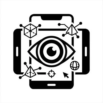 Multi-device digital visual recognition and mapping icon 8K ultra quality Stock Illustration