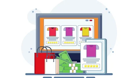 Multi-Device Online Clothing Store Illustration Stock Footage 333693225
