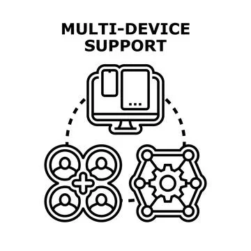 Multi device support for interconnected users and technology Stock Illustration