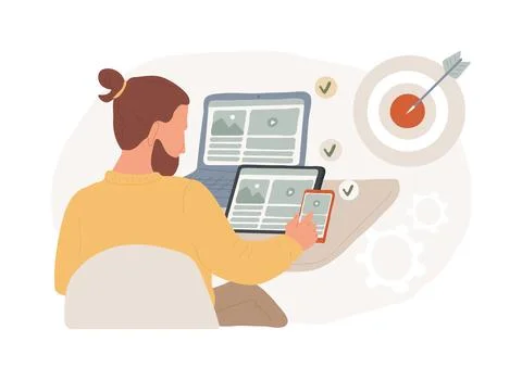 Multi device targeting isolated concept vector illustration. Stock Illustration