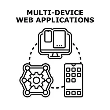 Multi device web applications development concept icon 스톡 일러스트