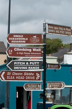 Multi direction sign dingle peninsula irland Stock Photos