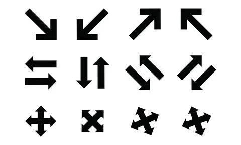 Multi Directional and Diagonal Arrow Vector Set Stock Illustration