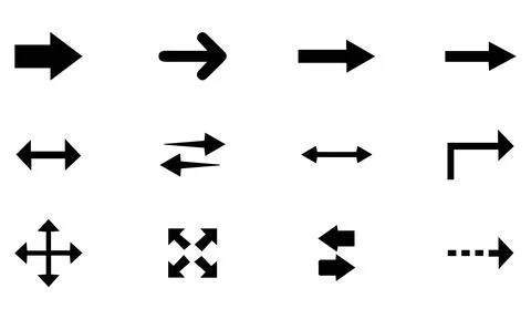 Multi Directional and Expand Arrow Icons Stock Illustration