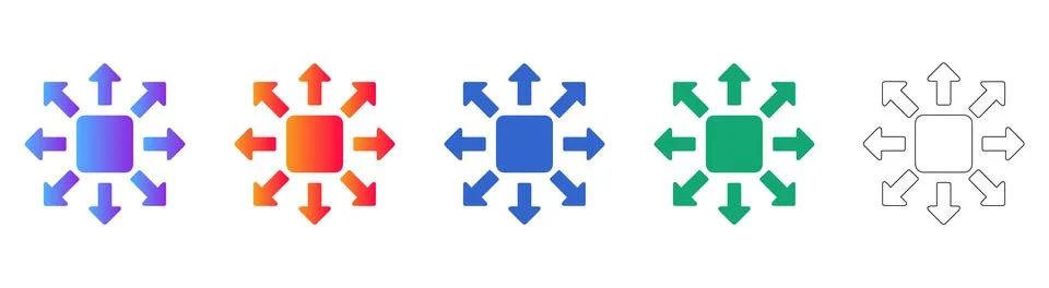 Multi Directional Arrow Icons for Interface Navigation Stock Illustration