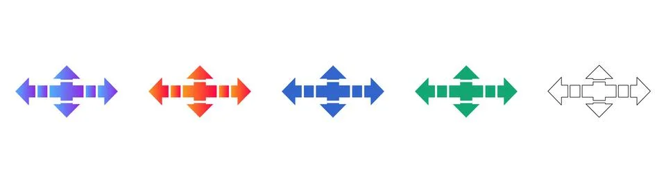 Multi Directional Arrow Navigation Icons Stock Illustration