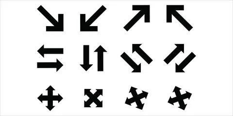 Multi Directional Interface Arrow Icons Stock Illustration