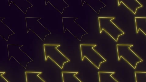Multi-directional yellow arrow points right on dark background Stock-Footage 289237117