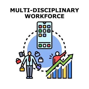 Multi disciplinary workforce achieving business growth with technology イラスト素材
