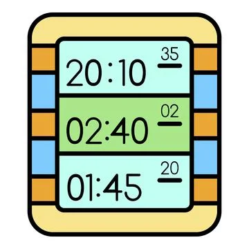 Multi display digital clock icon color outline vector Illustrazione stock