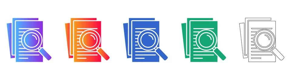 Multi Document Search and Review Icons 스톡 일러스트