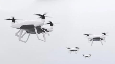 Multi-Drone Collaboration for Various Tasks,Using drones to find information Stock Illustration