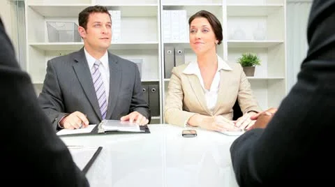 Multi Ethnic Attorneys with Clients Stock Footage